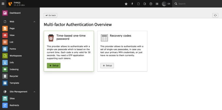 MFA configuration module