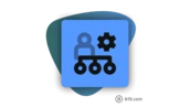 Icon representing a person with a gear and connected nodes, symbolizing management or organizational structure.