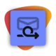 Envelope icon with a circular arrow, indicating the action of replying to an email. Background features a colorful gradient.