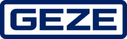 GEZE logo in blue, featuring the brand name "GEZE" in bold, modern typography.