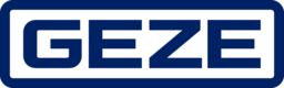 GEZE logo in blue, featuring the brand name "GEZE" in bold, modern typography.