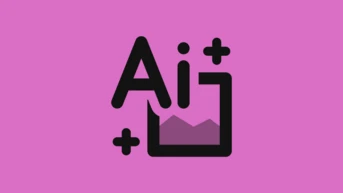 Logo featuring the letters "Ai" with a plus sign and a stylized image frame, set against a pink background.