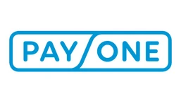 Blue logo featuring the words "PAY" and "ONE" separated by a stylized line, emphasizing a payment service or solution.