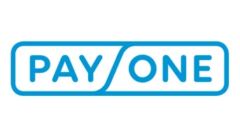 Blue logo featuring the words "PAY" and "ONE" separated by a stylized line, emphasizing a payment service or solution.